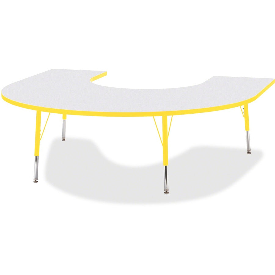 Jonti-Craft Berries Elementary Height Prism Edge Horseshoe Table - Laminated Horseshoe-shaped, Yellow Top - Four Leg Base - 4 Legs - Height Adjustable - 15" to 24" Adjustment - 66" Table Top Length x 60" Table Top Width x 1.13" Table Top Thickness - 24...