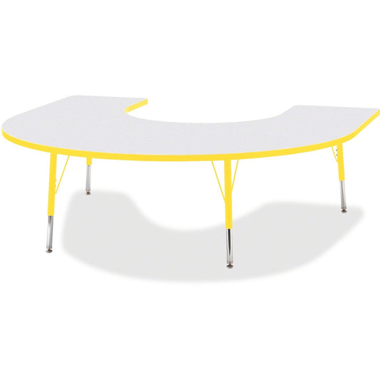 Jonti-Craft Berries Elementary Height Prism Edge Horseshoe Table - Laminated Horseshoe-shaped, Yellow Top - Four Leg Base - 4 Legs - Height Adjustable - 15" to 24" Adjustment - 66" Table Top Length x 60" Table Top Width x 1.13" Table Top Thickness - 24...