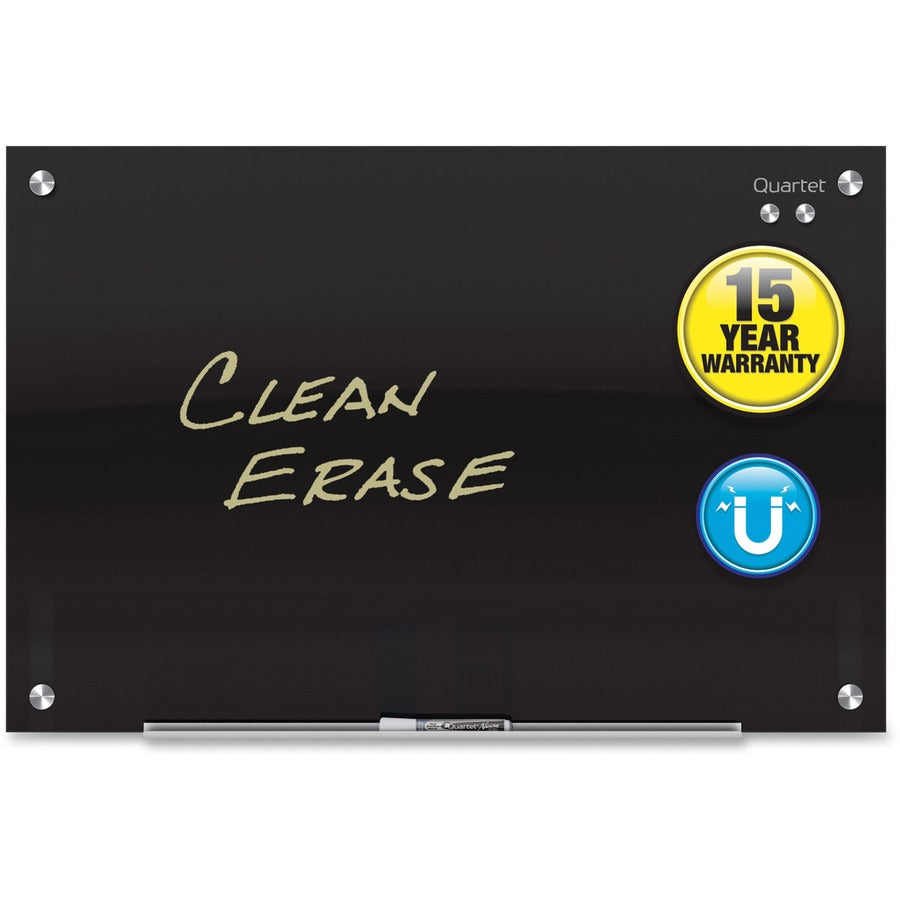 Quartet Infinity&trade, Glass Magnetic Dry-Erase Board - 48" (4 ft) Width x 36" (3 ft) Height - Black Tempered Glass Surface - Black Frame - Horizontal/Vertical - Magnetic - Frameless, Dent Resistant, Non-absorbent, Stain Resistant, Ghost Resistant, Sc...