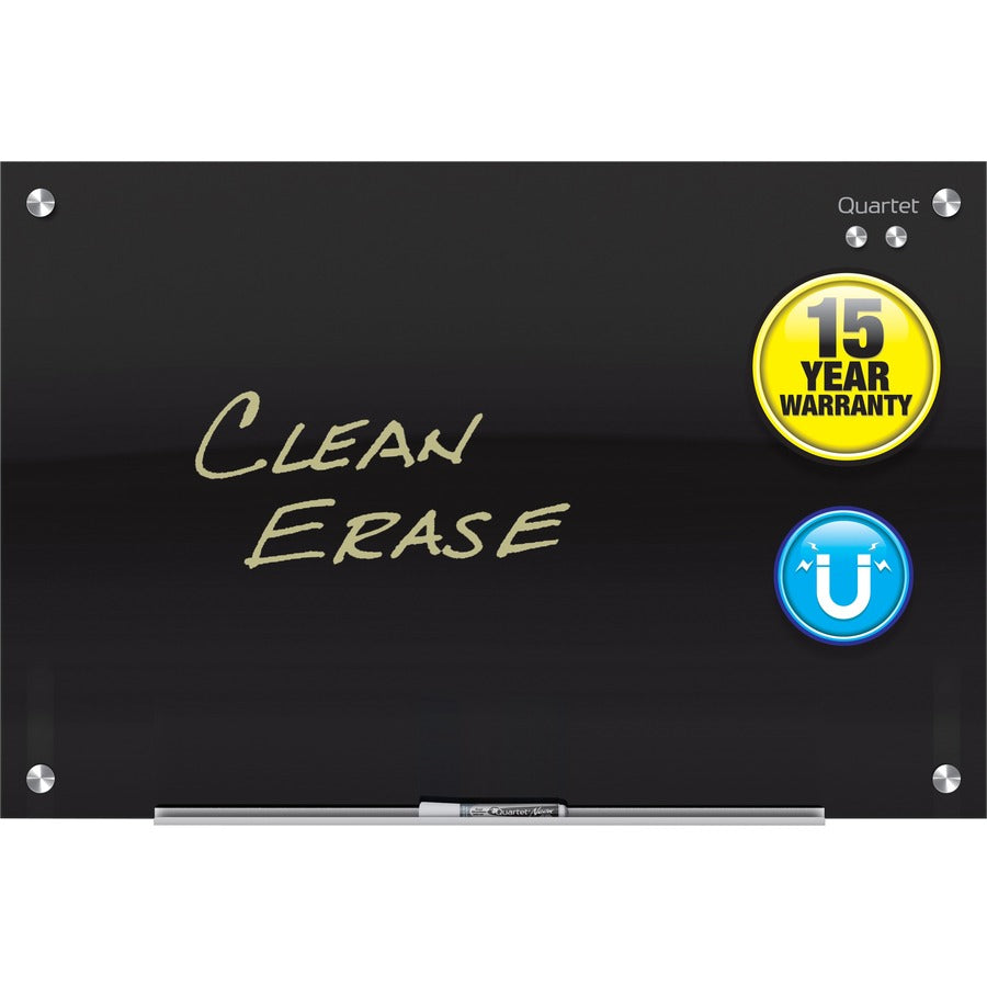 Quartet Infinity&trade, Glass Magnetic Dry-Erase Board - 72" (6 ft) Width x 48" (4 ft) Height - Black Tempered Glass Surface - Black Frame - Horizontal/Vertical - Magnetic - 1 Each
