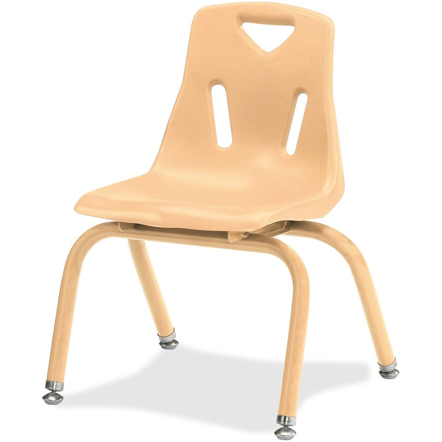 Jonti-Craft Berries Stacking Chair - Camel Seat Color - Polypropylene Seat Material - Camel Back Color - Polypropylene Back Material - Steel Frame Material - Four-legged Base - 1 Each