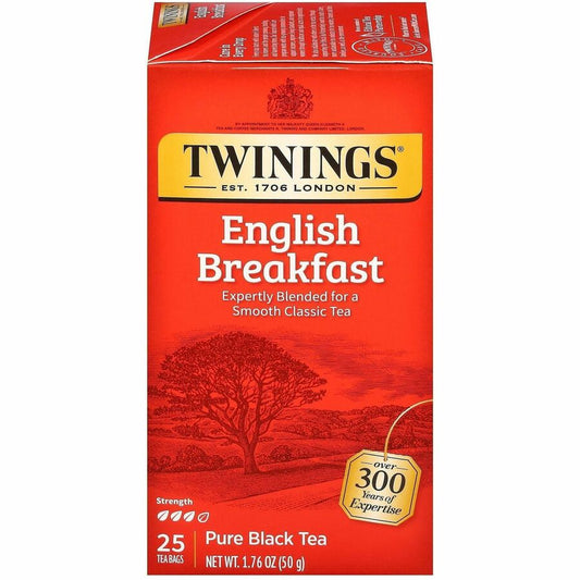 Twinings of London English Breakfast Black Tea Bag - Black Tea - 25 Cup - 25 / Box