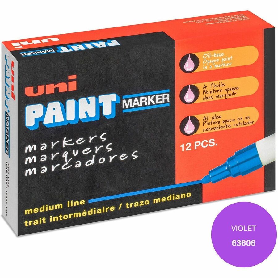 uni&reg, uni-Paint PX-20 Oil-Based Marker - Violet Ink - Oil Based - White Barrel - 12 / Dozen
