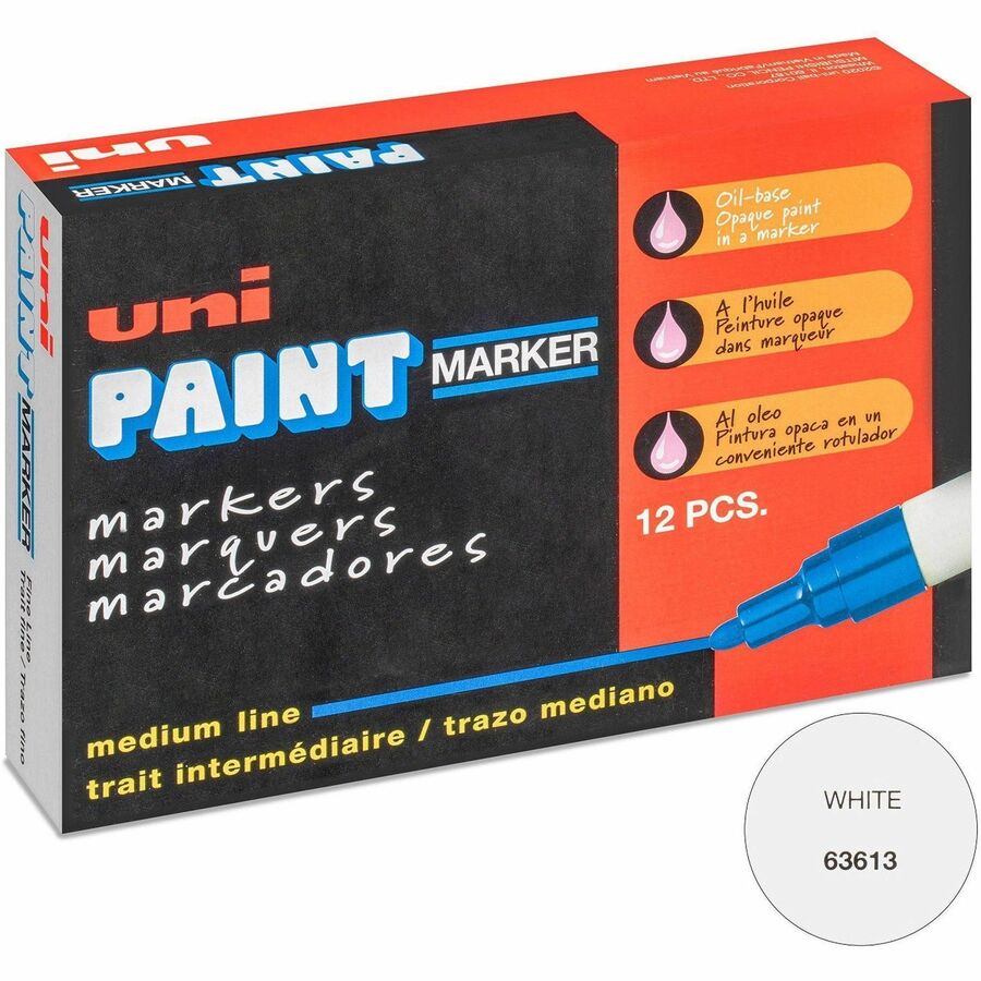 uni&reg, uni-Paint PX-20 Oil-Based Marker - White Ink - Oil Based - White Barrel - 12 / Dozen