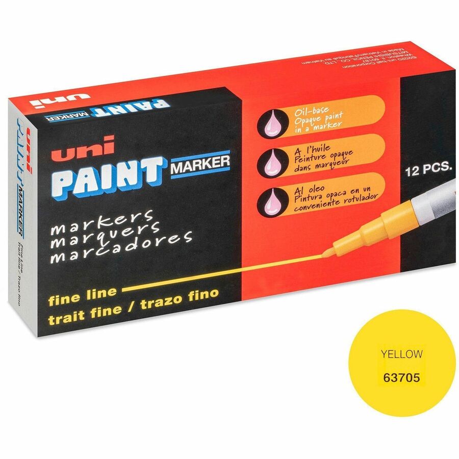 uni&reg, uni-Paint PX-21 Oil-Based Marker - Yellow Ink - Oil Based - 12 / Dozen