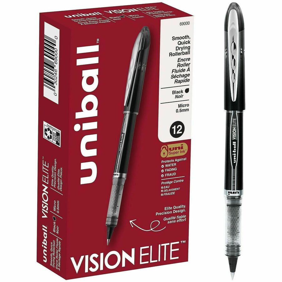 uniball™ Vision Elite Rollerball Pen - Black Ink - 12 / Dozen