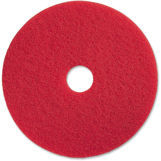 Genuine Joe Red Buffing Floor Pad - 20" Diameter x 1" Thickness - Buffing, Scrubbing, Floor - 350 rpm Maximum Speed Supported - Flexible, Resilient, Rotate, Dirt Remover - Fiber - Red - 5 / Carton