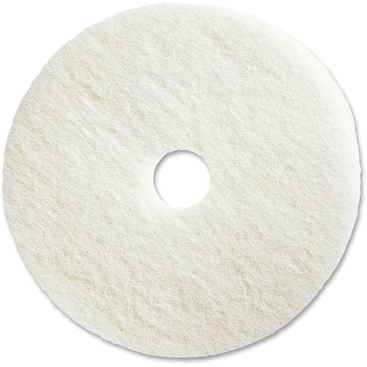 Genuine Joe Polishing Floor Pad - 20" Diameter x 1" Thickness - Polishing, Floor - 350 rpm Maximum Speed Supported - Resilient, Flexible, Dirt Remover, Soft, Non-abrasive, Long Lasting - Fiber, Resin - White - 5 / Carton