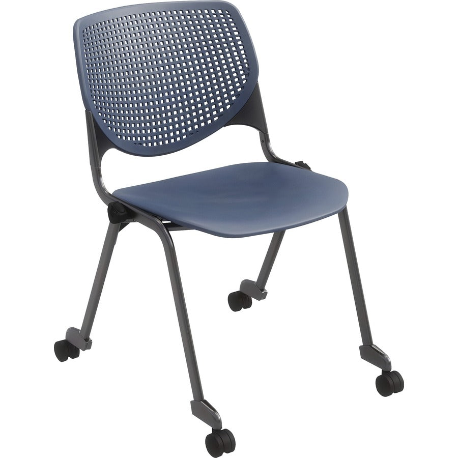 KFI "2300" Series Stack Chair - Navy Seat Color - Polypropylene Seat Material - Navy Back Color - Polypropylene Back Material - Silver, Powder Coated Frame Color - Tubular Steel Frame Material - Four-legged Base - 1 Each
