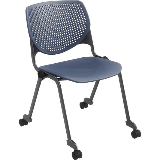 KFI "2300" Series Stack Chair - Navy Seat Color - Polypropylene Seat Material - Navy Back Color - Polypropylene Back Material - Silver, Powder Coated Frame Color - Tubular Steel Frame Material - Four-legged Base - 1 Each