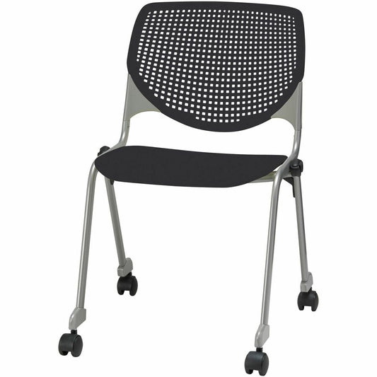 KFI "2300" Series Stack Chair - Black Seat Color - Polypropylene Seat Material - Black Back Color - Polypropylene Back Material - Silver, Powder Coated Frame Color - Tubular Steel Frame Material - Four-legged Base - 1 Each