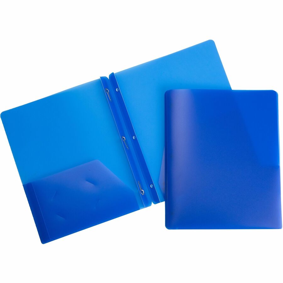 Business Source Letter Portfolio - 8 1/2" x 11" - 50 Sheets Capacity - 3 x Prong Fastener - 2 Pocket - Blue - 1 Each