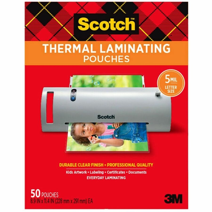 Scotch Thermal Laminating Pouches - Laminating Pouch/Sheet Size: 8.90" Width x 11.40" Length x 5 mil Thickness - Glossy - for Photo, Document, Schedule, Presentation, Phone List, Certificate, Sign, Award, Calendar, Artwork - Double Sided, Photo-safe...