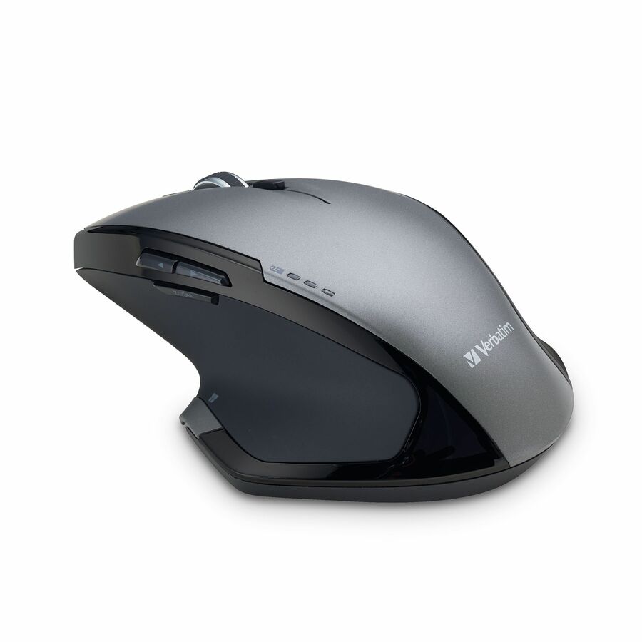 Verbatim Wireless Desktop 8-Button Deluxe Mouse - Blue LED - Wireless - Radio Frequency - Graphite - USB - 1600 dpi - Scroll Wheel - 1 Each