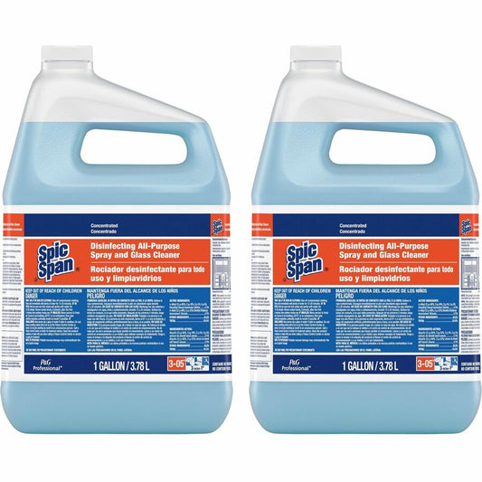 Spic and Span Disinfecting All-Purpose Spray and Glass Cleaner - For Multipurpose - Concentrate - 128 fl oz (4 quart) - Recommended For: Grease Remover, Germs Remover - Streak-free, Disinfectant - Clear Blue - 2 / Carton