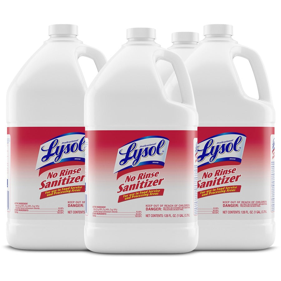 Professional Lysol No Rinse Sanitizer - For Sink, Floor, Wall, Bathtub, Food Service Area - Concentrate - 128 fl oz (4 quart) - Recommended For: Bacteria Remover, Fungi Remover, Virus Remover - Disinfectant, Anti-bacterial - Clear - 4 / Carton