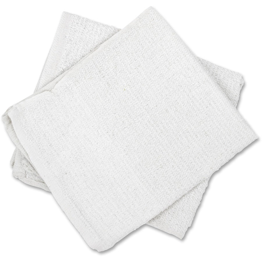 TASKBrand Bar Mops - For Office, School, Restaurant - Cloth - Absorbent, Durable, Reusable - White - 60 / Carton