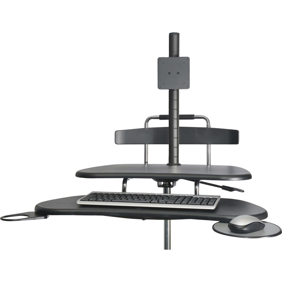 Kantek Mobile Height-Adjustable Sit-Stand Workstation With Keyboard Tray - Height Adjustable - 48.50" Height x 27.50" Width x 25" Depth - Computer - Assembly Required - Black - Steel, ABS Plastic - 1 Each