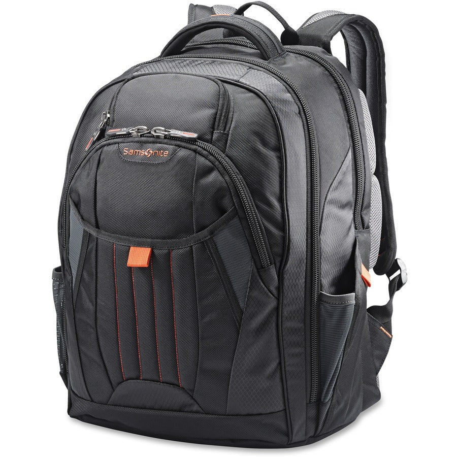 Samsonite Tectonic 2 Carrying Case (Backpack) for 17" iPad Notebook - Black, Orange - Shock Resistant Interior, Slip Resistant Shoulder Strap - Poly Ballistic Body - Tricot Interior Material - Shoulder Strap, Handle - 18" Height x 13.3" Width x 8.6" De...