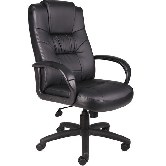 Boss B7501 Executive Chair - Black Seat Color - LeatherPlus Seat Material - Black Back Color - Leather Back Material - Black Frame Color - Nylon Frame Material - 5-star Base - 1 Each