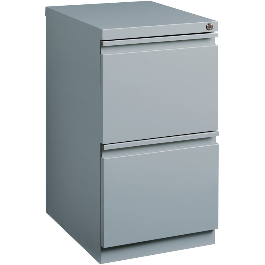 Lorell 20" File/File Mobile File Cabinet with Full-Width Pull - 15" Width x 19.9" Depth x 27.7" Height - 2 x Drawer(s) for File - Letter - Vertical - Ball-bearing Suspension, Drawer Extension, Durable, Recessed Drawer - Gray - Steel - Recycled