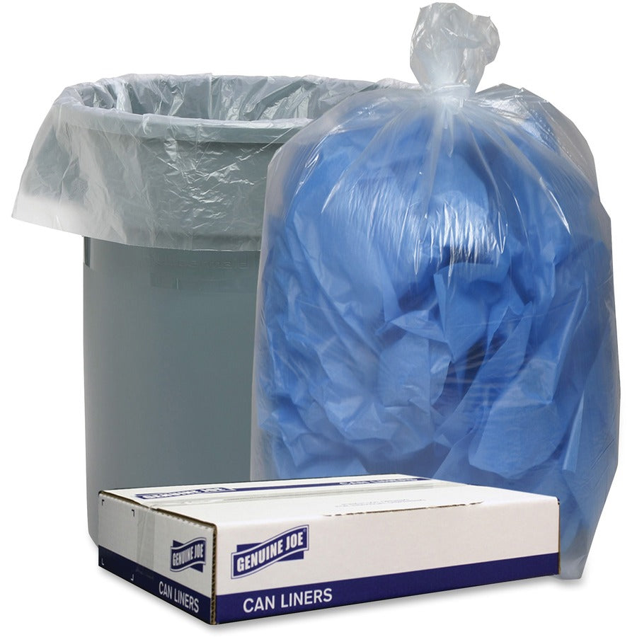 Genuine Joe Low Density Can Liners - 60 gal Capacity - 58" Length x 38" Width x 1.75 mil (44 Micron) Thickness - Low Density - Clear - 100 / Carton