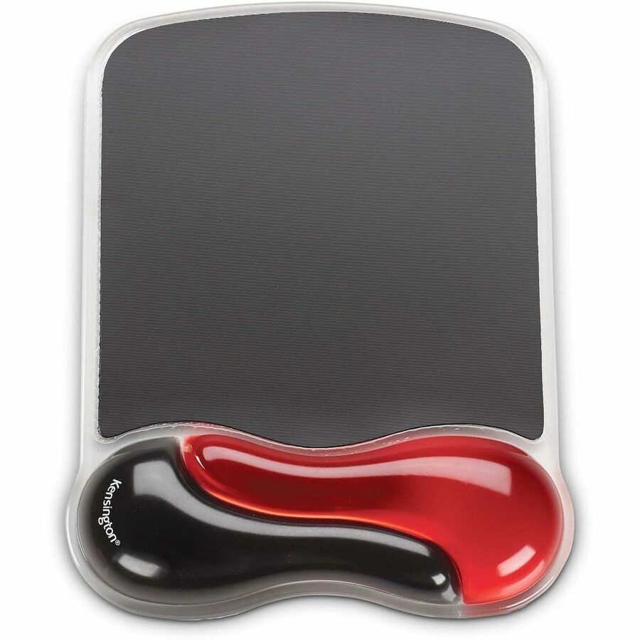 Kensington Duo Gel Wave Mouse Pad Wrist Pillow - 1" Height x 7.25" Width x 9.50" Depth - Red, Black - Gel - Slip Resistant - 1 Each
