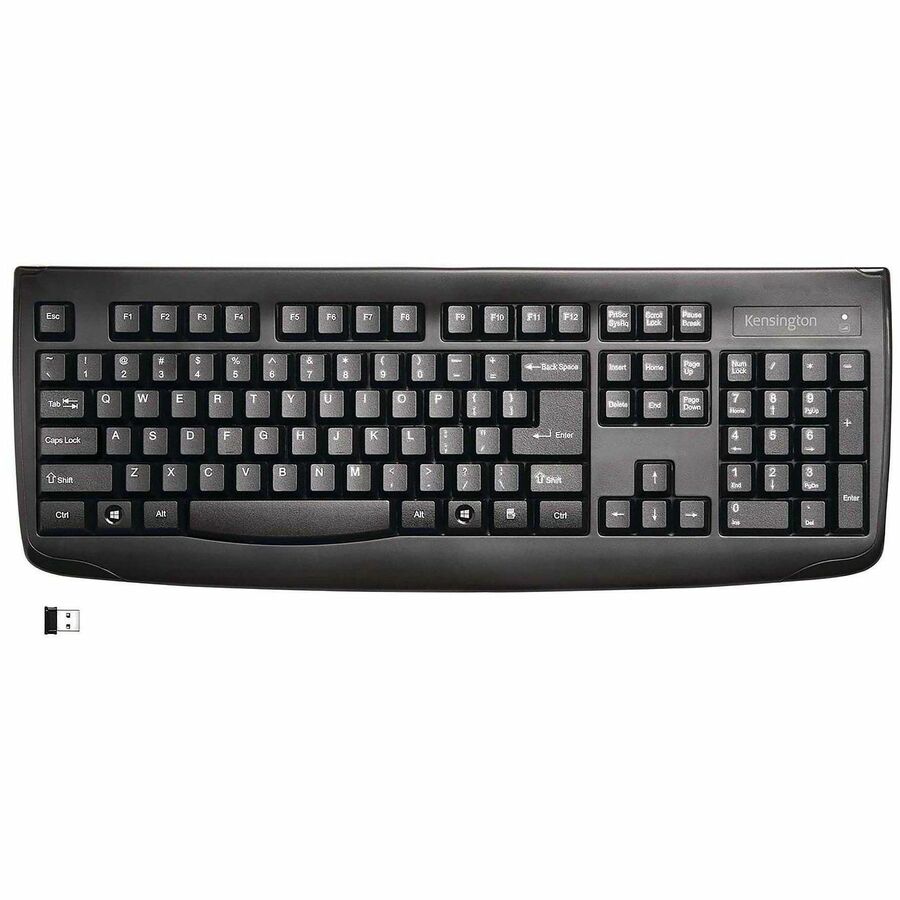 Kensington Pro Fit Washable Wireless Keyboard - Wireless Connectivity - RF - USB Interface - Computer - Black