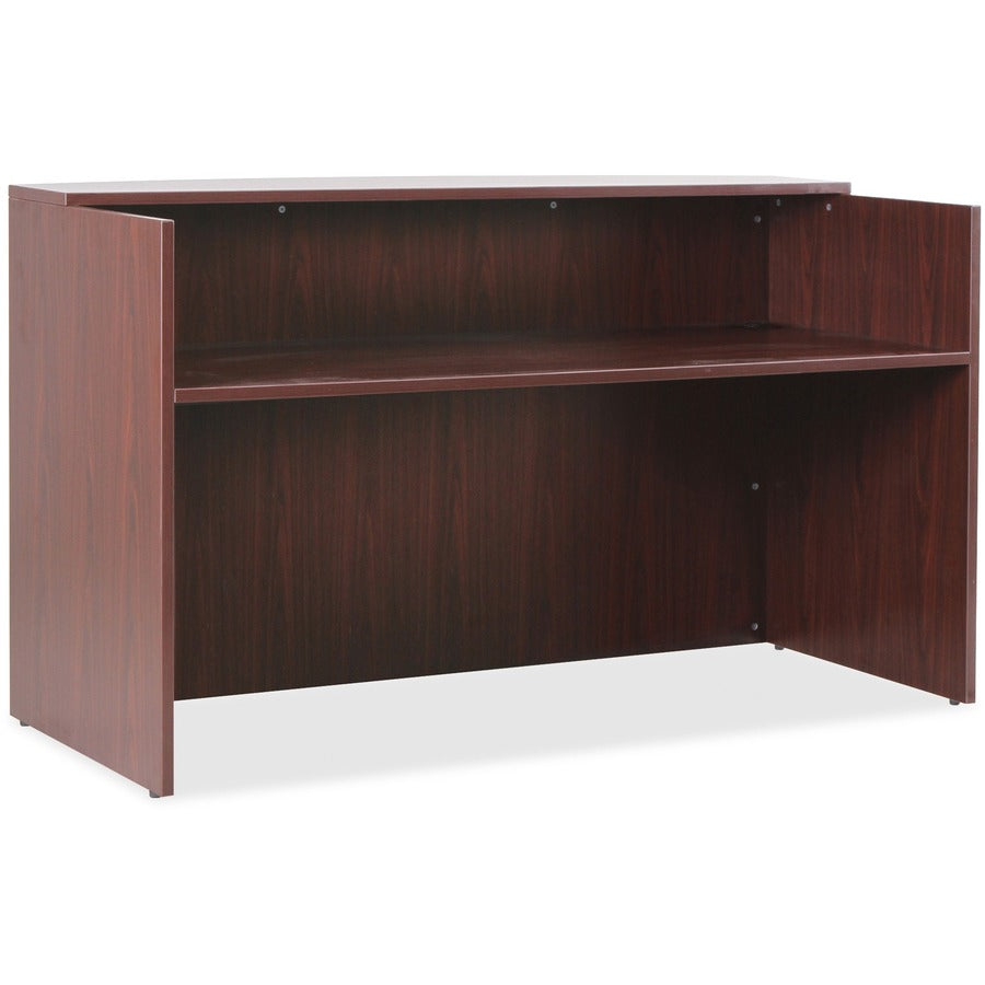 Lorell Essentials Series Front Reception Desk - 1" Thickness Top, 42.5" Height x 72" Width x 36" Depth Desk - Finish: Mahogany Laminate - Durable - For Office - 1 Each