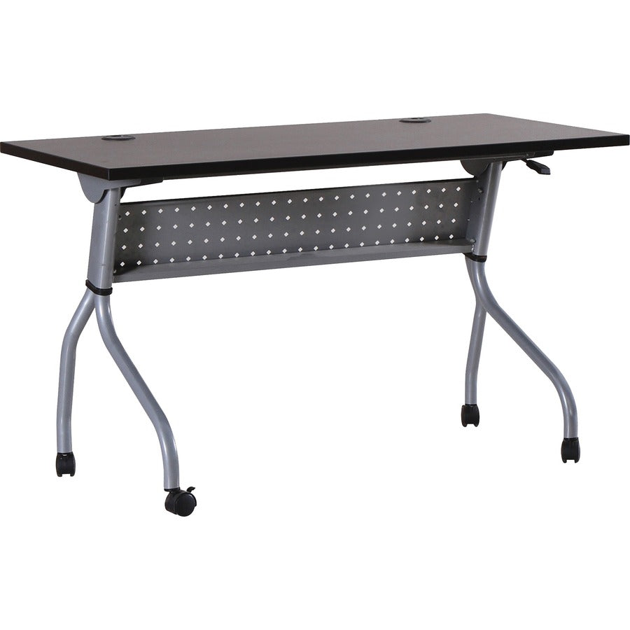 Lorell Flip Top Training Table - Rectangle Top - Four Leg Base - 4 Legs - 48" Table Top Width x 23.50" Table Top Depth - 29.50" Height x 47.25" Width x 23.63" Depth - Assembly Required - Espresso, Silver - Melamine, Nylon - 1 Each