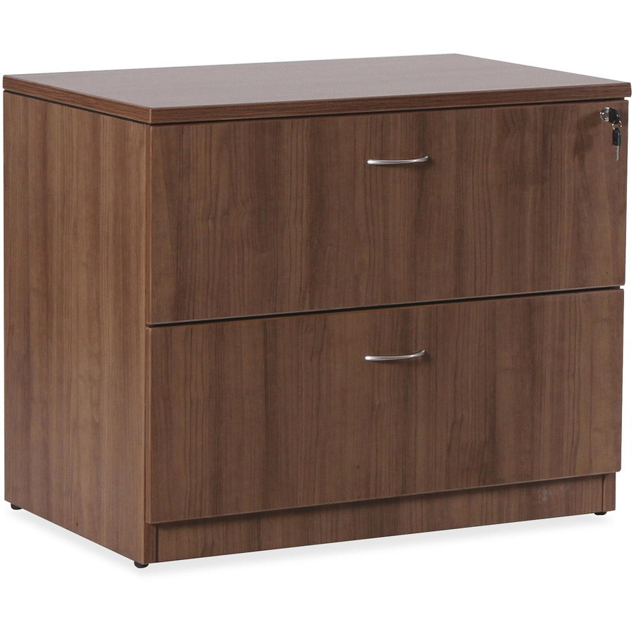 Lorell Essentials Series Lateral File - 1" Thickness Top, 29.5" Height x 35.5" Width x 22" Depth Lateral File - Total Drawer(s): 2 - Walnut, Laminate Table Top - Durable, Built-in Hangrail, Ball Bearing Slide, Drawer Extension, Lockable, Anti-tip, Adju...