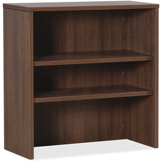 Lorell Essentials Series Stack-on Bookshelf - 36" Height x 36" Width x 15" Depth - 2 Shelve(s) - Material: MFC, Polyvinyl Chloride (PVC) - Finish: Walnut, Laminate - Stackable - For Office, Book, Binder, Display Screen - 1 Each