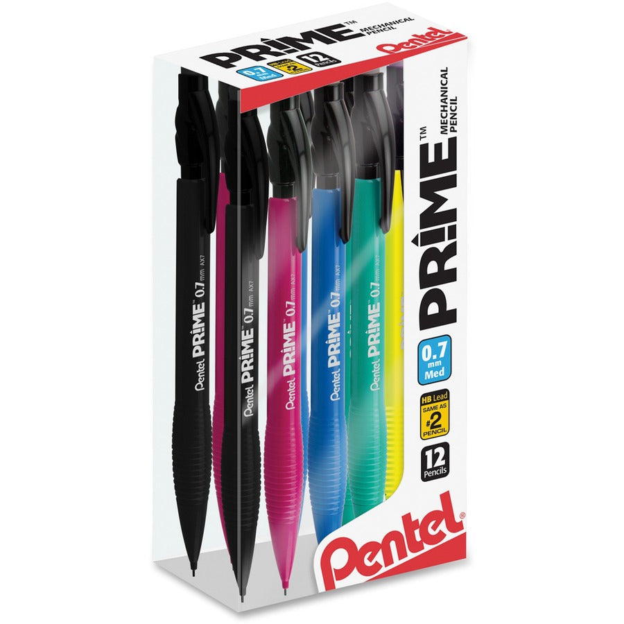 Pentel Prime Mechanical Pencil - 0.7 mm Assorted Lead - #2 - Medium Point - 12 / Dozen