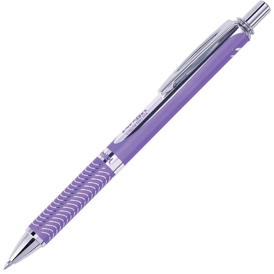 EnerGel EnerGel Alloy Retractable Gel Pens - Refillable - Retractable - Black Ink - Gel-based - Violet Metal Barrel - Stainless Steel Tip - 1 Each