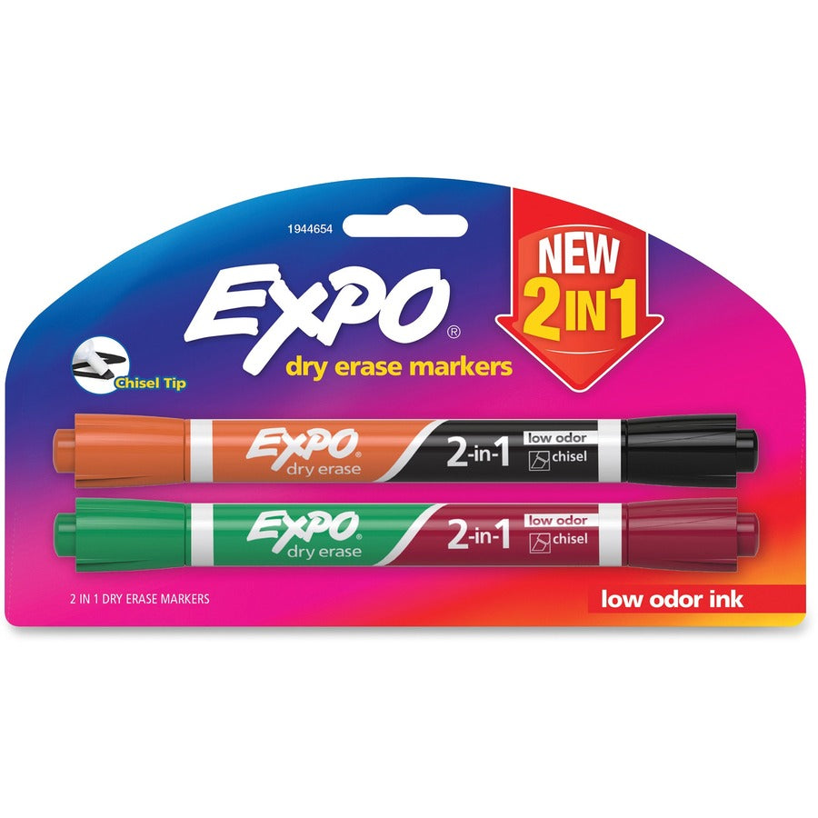 Expo 2-in-1 Dry Erase Markers - Assorted Ink - 2 / Pack