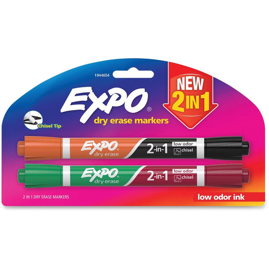 Expo 2-in-1 Dry Erase Markers - Assorted Ink - 2 / Pack