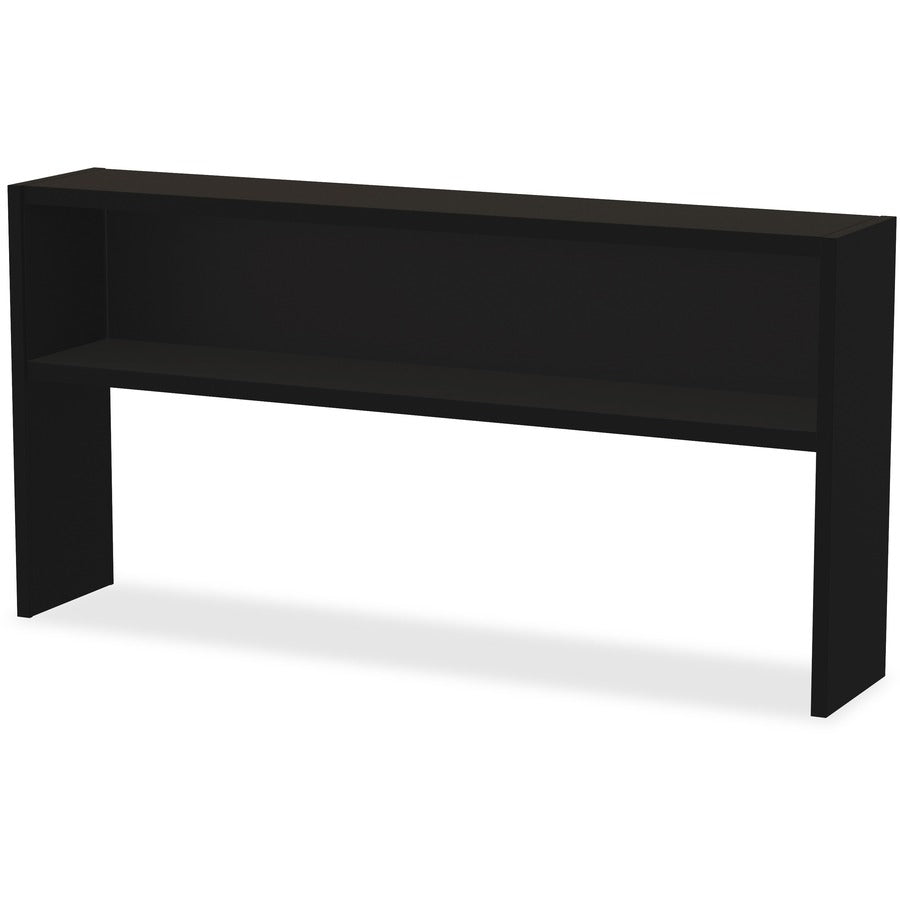 Lorell Fortress Modular Series Stack-on Hutch - x 72" Width - Material: Steel - Finish: Black - Grommet, Cord Management - 1 Each