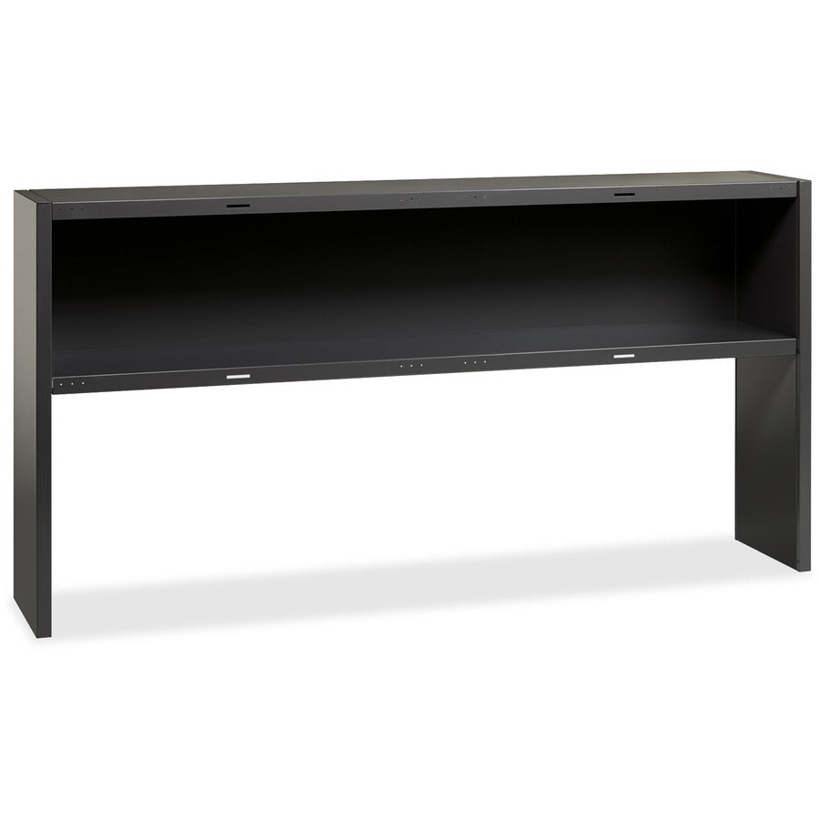 Lorell Fortress Modular Series Stack-on Hutch - x 72" Width - Material: Steel - Finish: Charcoal - Grommet, Cord Management - 1 Each