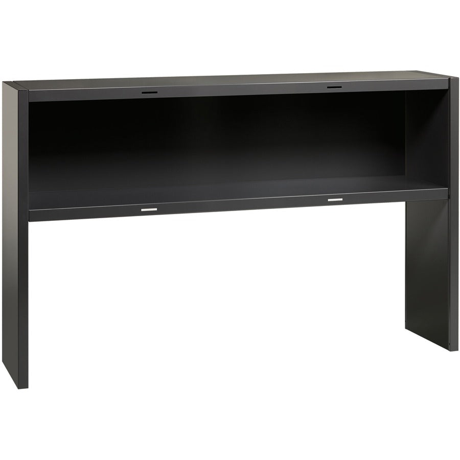 Lorell Fortress Modular Series Stack-on Hutch - x 60" Width - Material: Steel - Finish: Charcoal - Grommet, Cord Management - 1 Each