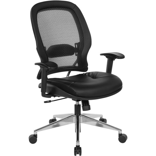 Office Star Professional Air Grid Back Chair - Black Seat Color - Bonded Leather Seat Material - Black Back Color - 5-star Base - Metal - Armrest - 1 Each