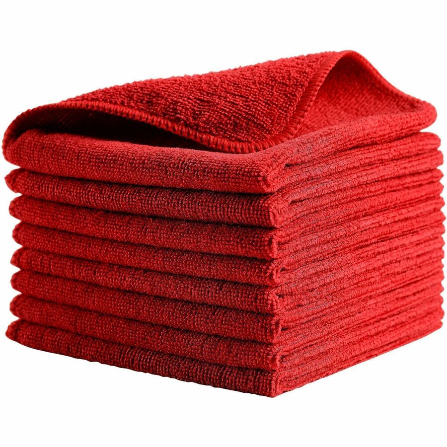 Rubbermaid Commercial HYGEN r-40 Recycled Microfiber Cloths, 16"x16" , Red - For Commercial - 12" Length x 12" Width - Recommended For: Germs Remover, Microbe Remover - Bleach-safe, Washable, Durable, Chemical Resistant - Red - 24 / Pack