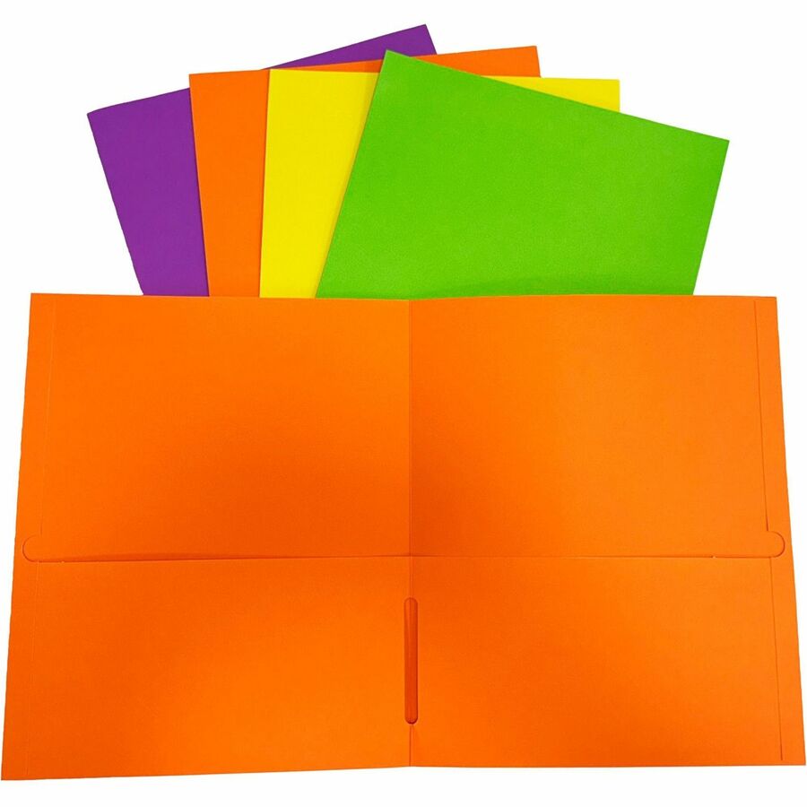 Sparco Letter Pocket Folder - 8 1/2" x 11" - 2 Internal Pocket - Leatherette - Assorted - 25 / Box