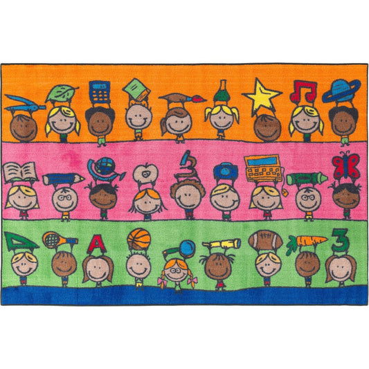 Flagship Carpets Easy Care Fun At School Rug - Floor Rug - 60" Length x 36" Width - Multicolor - Nylon