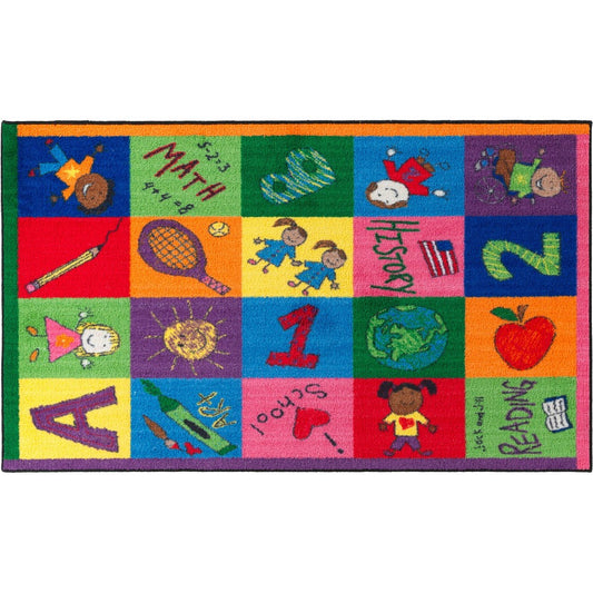 Flagship Carpets Easy Care Primary Pictures Rug - Floor Rug - 96" Length x 60" Width - Multicolor - Nylon