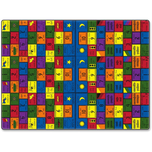 Flagship Carpets Bilingual Rug - 72" Length x 36" Width - Rectangle - Multicolor - Nylon