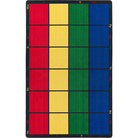 Flagship Carpets Learning Grid Seating Rug - Floor Rug - 99.96" Length x 69" Width - Multicolor - Nylon