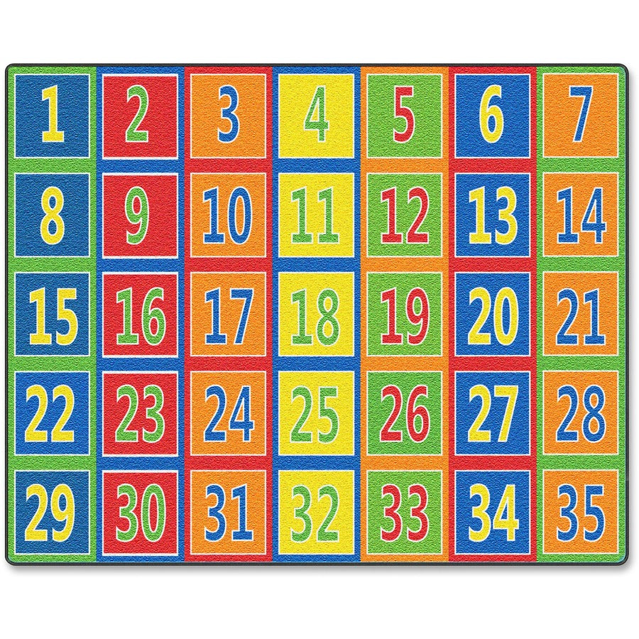 Flagship Carpets Fun 123s Color Square Rows Rug - 12 ft Length x 90" Width - Multicolor