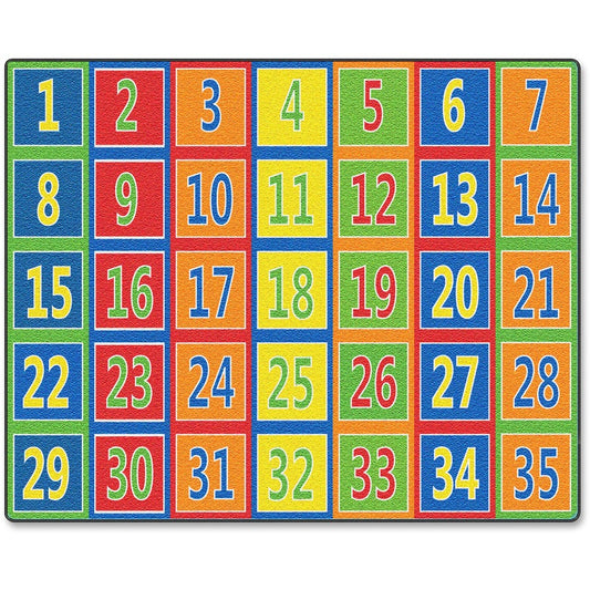 Flagship Carpets Fun 123s Color Square Rows Rug - 12 ft Length x 90" Width - Multicolor