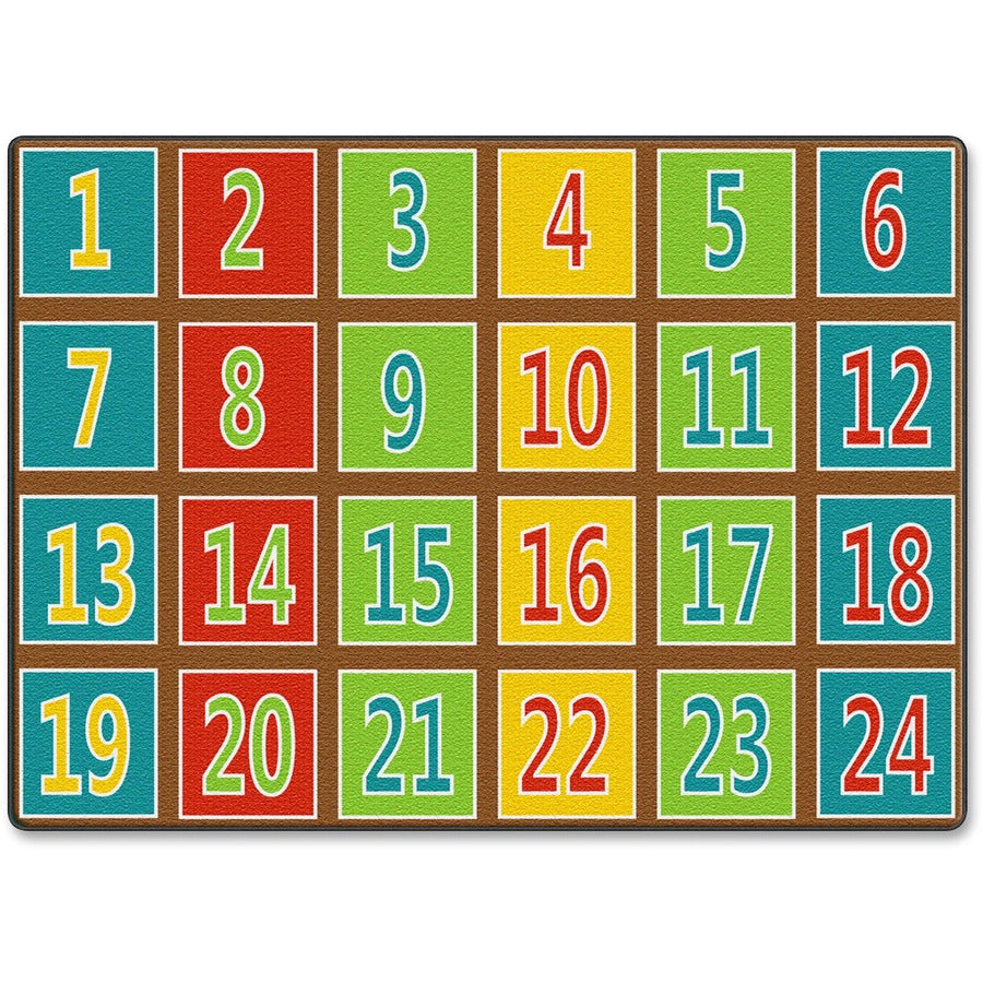 Flagship Carpets Fun 123s Color Square Rows Rug - 99.96" Length x 72" Width - Multicolor
