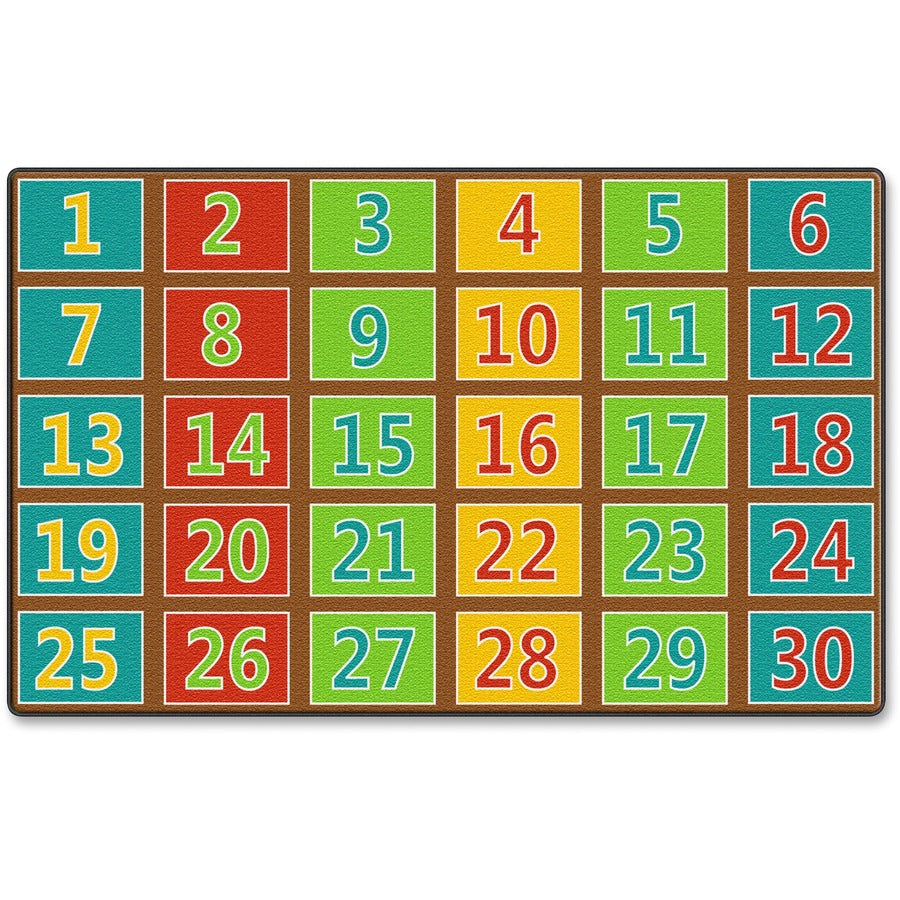 Flagship Carpets Fun 123s Color Square Rows Rug - 12 ft Length x 90" Width - Multicolor